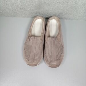 Sporto Womens Taupe Suede Mesh Slip On Mules Walking Shoes Size 9